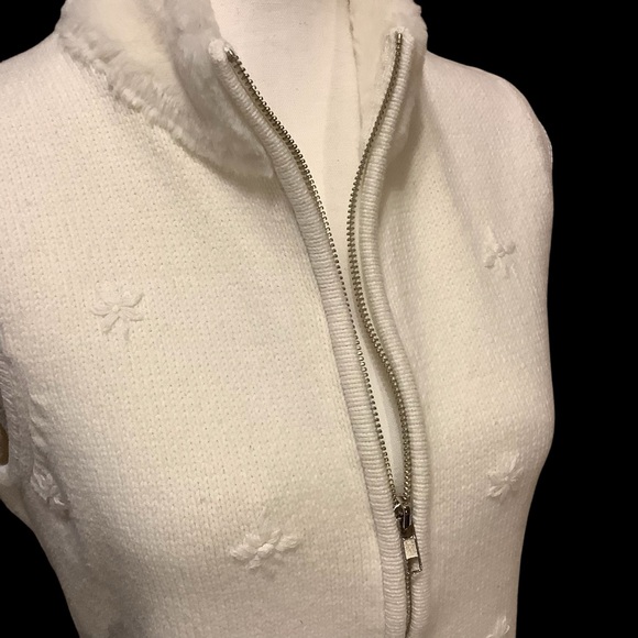 NORTHERN REFLECTIONS WHITE KNIT ZIP UP COTTON BLEND SWEATER VEST/ Size M - Picture 5 of 10